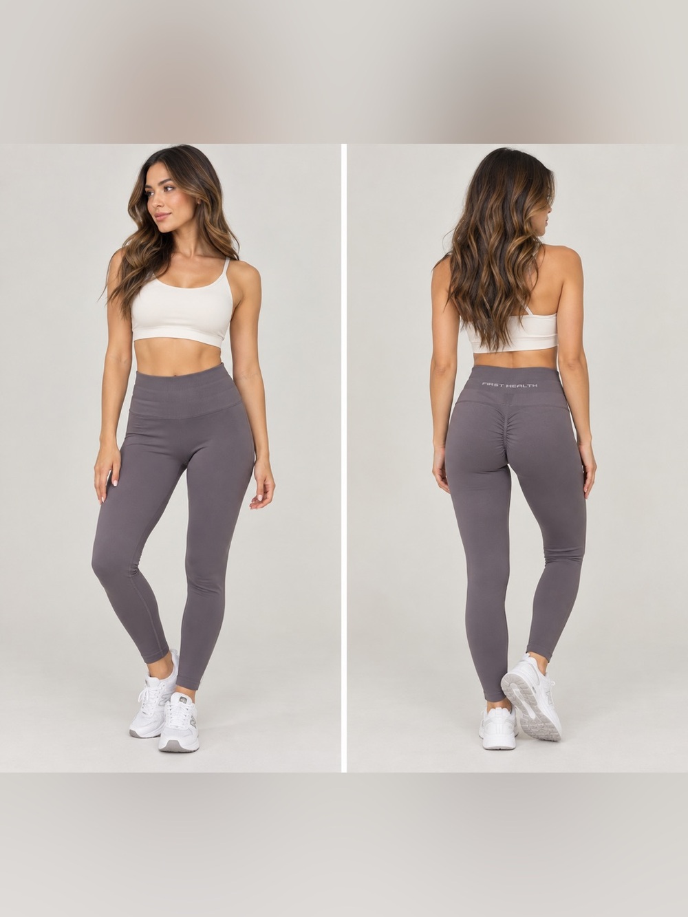First Health High Rise Scrunch Leggings Gray Athletic Workout NWOT